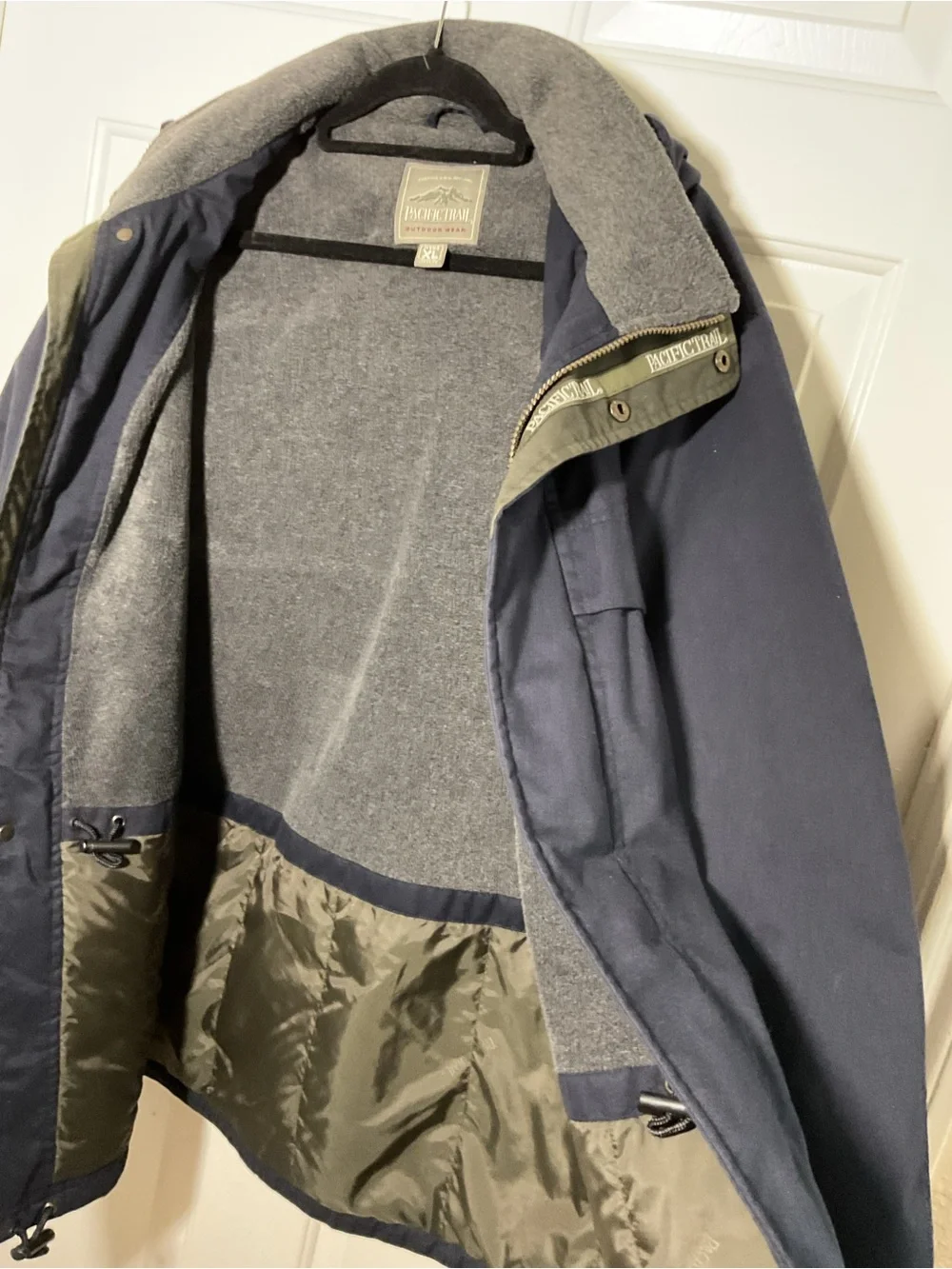 Pacific Trail Men’s XL Hooded Fleece Lined Utility Jacket Navy Removable Hood Ou
